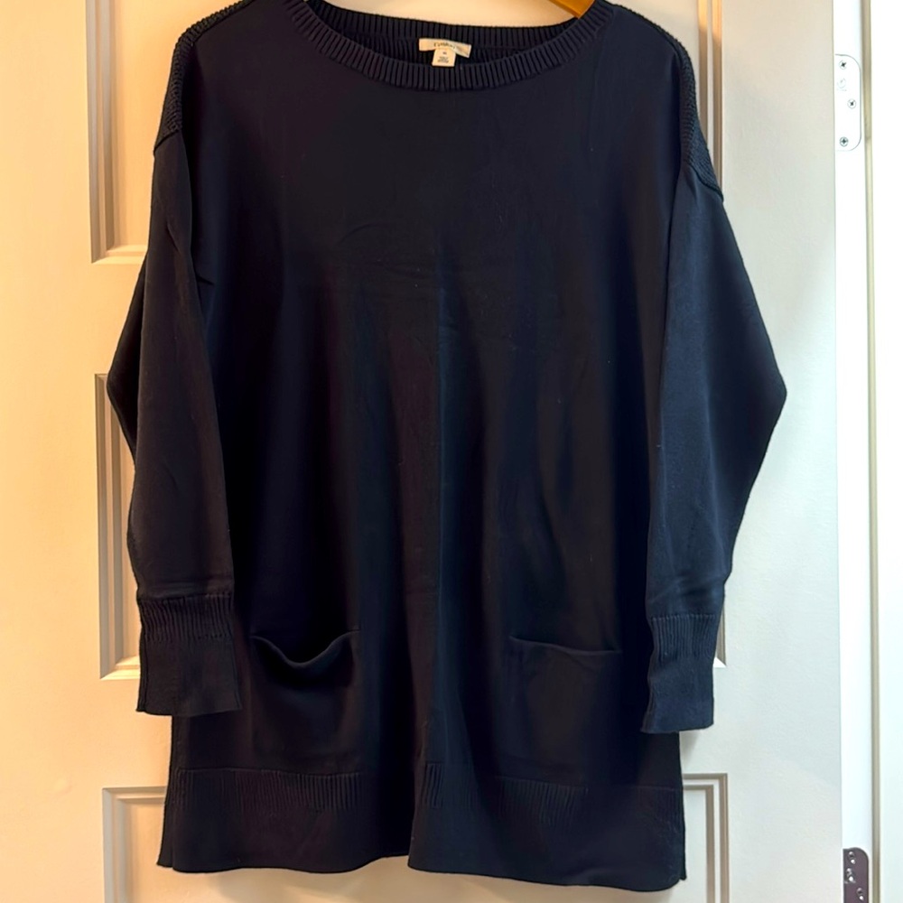 Caslon Black Crewneck Sweater, tunic length, medium